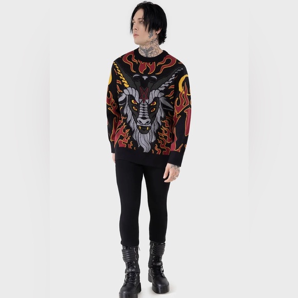 Killstar Black and Red Oversized Inferno Hallowmas SweaterNew